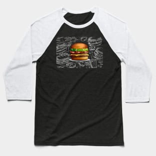 Realistic Burger Back Board Hand Drawn Baseball T-Shirt